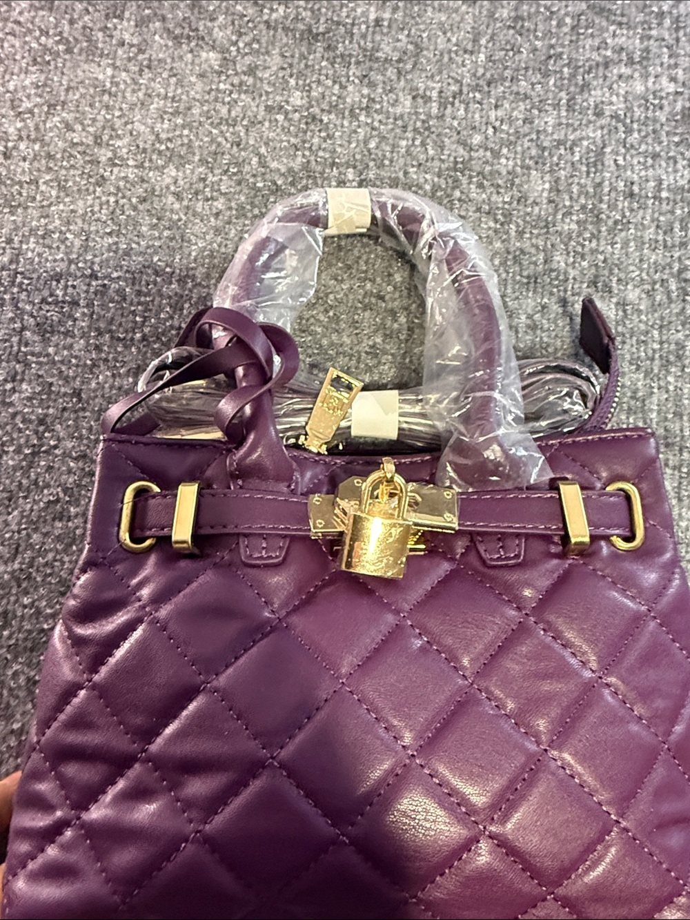 Badgley Mischka Purple Quilted Shoulder Bag